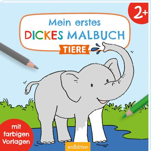 Mein erstes dickes Malbuch ab 2 – Tiere: Mit farbigen Vorlagen | Erstes Ausmalen mit einfachen Motiven