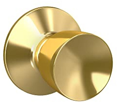 Schlage F10 V BEL 605 Bell Door Knob, Hall & Closet Passage Lock, Bright Brass