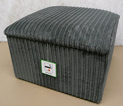mm08enn Large Beautiful Soft Jumbo Cord Fabric Storage Box/Pouffe/Footstool (Large Size Stool, Grey Jumbo Cord)