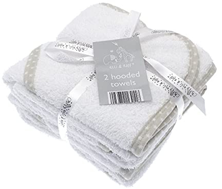 2pk Hooded Baby Towel White