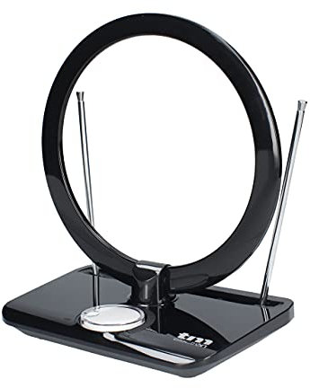 TM Electron TMANT014 Antena de Interior para televisión Alta definición (HD), con indicador de Encendido, compacta, amplificada con 45dB para recepción de TDT (DVB-T), UHF, VHF y FM.