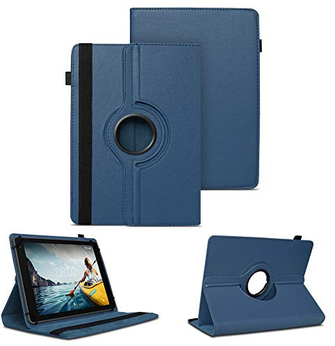 NAUC Tablet Hülle kompatibel mit Medion Lifetab E10713 E10421 E10512 Tasche Schutzhülle Schutztasche Cover Schutz Case 360 Drehbar, Farben:Blau