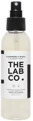 The Lab Co. Cashmere & Wool Mist Spray – Fabric Freshener for Delicate Garments – 150ml – Natural Scent & Gentle Care - Myrrh, Cinnamon and Cedarwood Scent