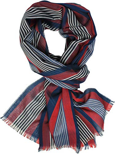 Rotfuchs Sciarpa in cotone, da donna, estiva, da uomo, a righe, leggera, prodotta in Germania, Blu, (L X B) 190 x 48 cm
