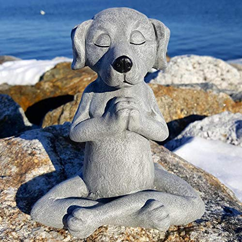 Rpporm Gartendeko Figuren Hund Zen Yoga Garten Deko Gartenstecker Handarbeit Dekoration,Handarbeit Gartenstatue Dekorative Tier Gartenstecker Gartenfigur Dekoration