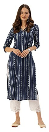 Kartutva kurtis para mujer ropa de fiesta estilo indio kurta recta túnica para mujer Listo para usar, S