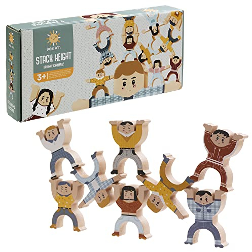 Japace Stapelspielzeug aus Holz, Montessori Spielzeug, Holzspielzeug ab 3 4 5 Jahren,kreatives Lernspiel, Interlock-Spielzeug zum Balancieren – Blöcke für Kinder, Jungen und Mädchen | 16 Zeichen