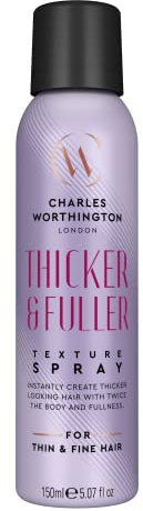 Charles Worthington Thicker and Fuller Texture Spray, for Fine Hair, Hair Thickening Products, Salon Texturising Spray for Fine Hair, 150 ml