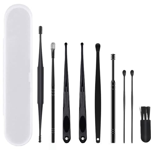 10 Stück Ohrenreiniger Ohrenschmalz Entfernungs Set Ohr Reinigung Set mit Aufbewahrungsbox, Ohrreiniger für Erwachsene und Jugendliche