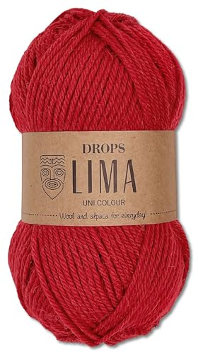 Frida's Wollhaus Drops 50 g Lima Uni Stricken Häkeln Schurwolle Alpaka Filzen 21 Farben (Uni 3609 | Rot)