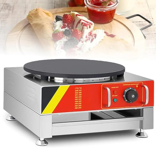 Crepiera Elettrica Commerciale 3000 W, Macchina per Pancake Grande con Piastra Antiaderente 40Cm, Macchina per Chapati, per Omelette, Pizze, Tortillas, Bistecche, Hamburger