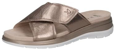 CAPRICE Damen Pantoletten aus Leder mit Klettverschluss, Beige (Taupe Metallic), 38 EU