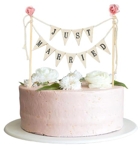 Ruzister Cake Topper Hochzeit Vintage, Just Married Tortendekoration, Hochzeitstortendekoration, Just Married Girlande Cake Topper, Tortendekoration Hochzeit