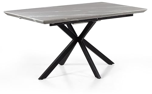 Brigros WeHome - Tavolo Da Pranzo Allungabile In Legno Mdf, Tavolo Gambe Incrociate In Metallo, Tavolo In Legno Dimensioni (LXPXA): 150-190x90x76h cm (Grigio scuro)