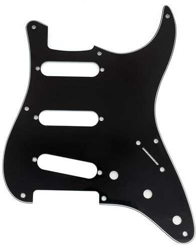 Musiclily Pro 8 Fori Battipenna ST SSS Pickguard 3 strati Nero | per Chitarra Elettrica 2008-2019 China Squier Classic Vibe SQ CV 50s Reissue Vintage Strat Style