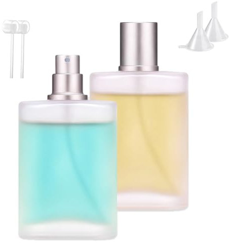 OUTALIZ Flacon Vaporisateur Verre, 2 Pièces Recharge de parfum, 50ml flacon Parfums vide, flacon Spray Vide Avec Entonnoirs, Presseur, Vaporisateur parfums Vide, Pour parfum, Voyage