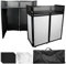 WUDLEP Cabina de DJ portátil de 112 x 51 x 125 cm, cabina de fachada para DJ con orificio para cable, cabina de DJ ajustable y plegable para fiestas, marco de metal + scrims negros y blancos + bolsa