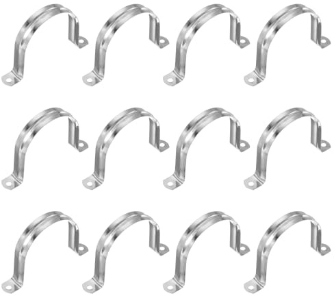 PATIKIL 75 mm (3 tum) styvt rörband, 12 st 304 rostfritt stål ledningsklämma 2 hål U-fäste rörklämma tub rem för rörkabel kabelfixering