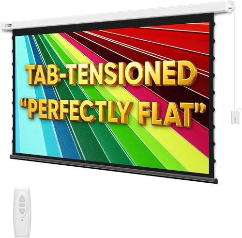 ALR Tensioned Motorized Projector Screen by SilverMagic - Tab Tensioned and Modern Design Gray Screen with White Aluminum case for Home Theater/Living Room/Patio/Office/Classroom - 120 inch 16:9