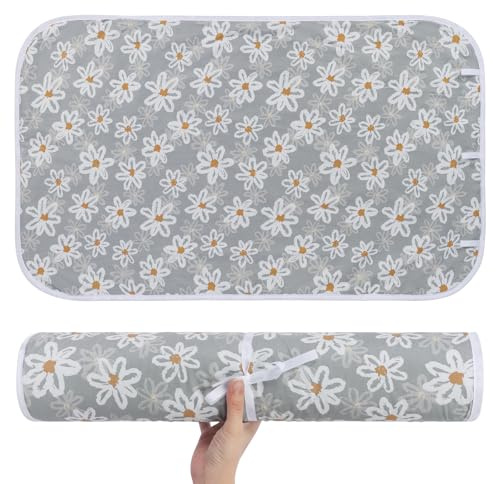 Srvillg Ironing Mat Pad, 50 x 85cm Small Iron Mat for Table, Foldable Portable Travel Ironing Pad for Business Trips Home Counter Top (Flower)