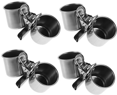 ibasenice 4 pièces Bol pour Perroquet Acier Inoxydable avec Support à Clip Gamelles Alimentation et Eau Stables pour Cage Oiseaux Facile à Nettoyer et Antidébordement