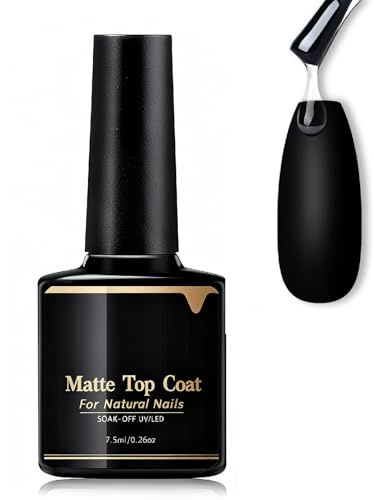 Matte Gel Top Coat, No Wipe Top Coat Gel Nail Polish, Matte Finish Long Lasting for Nail Varnish Polish Protect, Soak Off Home Manicure U V/LED Needed