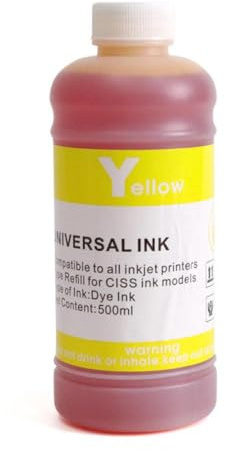 UHSTJW 500 ml 0,5 Liter schwarzer C m y Refill Ink Kit Farbstoffbasis kompatibel mit Tintenstrahldrucker Ersatztinte(500ML Dye Ink-Y)