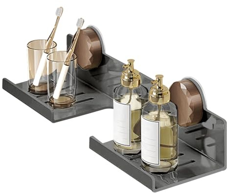Dopsyesn Étagère pour Évier de Salle de Bain sur Robinet - Organisateur Mural pour Salle De Bain,Organisateur en Acier Carbone À Ventouses Gain De Place pour Cuisine Espaces Réduits d'eau