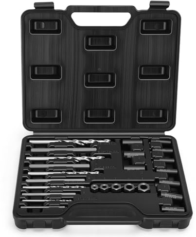 25Pcs Screw Extractor Easy Out Drill and Guide Set, Broken Screw/Bolt Remover, Stud Extractor Set, Black