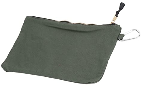 Haofy Sac à Outils en Toile Imperméable à Fermeture éclair, Polyvalent, Portable pour Le Rangement, Conception à Fermeture éclair en Métal avec Mousqueton pour Artiste de Voyage de Banque de (Olive