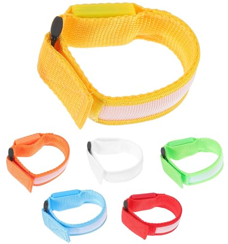 FIXOSHEE 6pezzi Bracciali LED Luminosi in Nylon Regolabili, Leggeri e Comodi per Feste e Attività All'aperto, Fasce da Polso che Si Illuminano al Buio per Concerti e Party