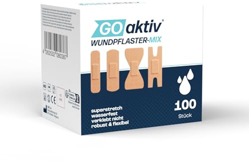GOaktiv® Universal Pflaster Mix 100 Stück | pflaster set mit sortierten Größen | wundpflaster & fingerpflaster, atmungsaktiv, flexibel & latexfrei | Non-Stick-Wundpad für Alltag & Sport