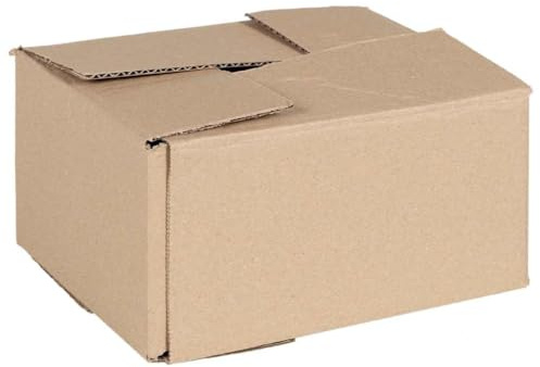 Kaloriko Fällbar låda, naturkartong, 20 x 15 x 10 cm, 50 stycken, vikbar, stapelbar platsbesparande för organisationssystem, kontor, sovrum, kök med handtag och lock, perfekt för förvaring och