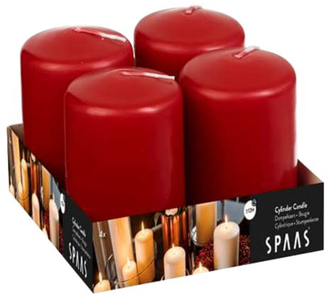 Spaas Unscented Pillar Candle 50/80 mm, ± 18 Hours, Red