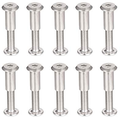 sourcing map Screw Post Fit for 5/16(8mm) Hole Dia, Male M6x20mm, Female 6x18mm Belt Buckle Binding Bolts Leather Fastener Carbon Steel 10 Sets