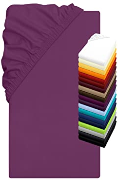 Jersey Elasthan Spannbettlaken für Wasser- und Boxspringbetten - in 19 modernen Farben - Steghöhe ca. 40 cm - Maße ca. 180-200 x 200-220 cm, lila