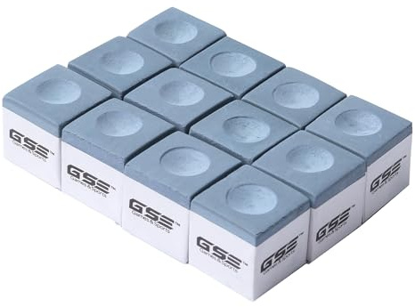 GSE Games & Sports Expert 12-Pack Billiard/Pool Cue Chalks, Billiard Pool Table Accessories for Home/Tournament Use (Gray)