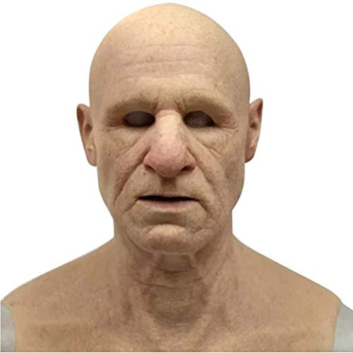 Boxwizard Realistic Old Man Mask Human Face Decorative Halloween Novelty Mask Cosplay Costume Party Latex Full Mask