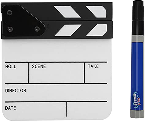 Claqueta, 15 X 16,5 X 5 Cm Mini Acrílico Director Profesional Claqueta Ruidosa Corte de Película Prop Tablero de Aplausos para Accesorios de Disparo/Publicidad /(Pizarra blanca y negra PAV1BWE3S)