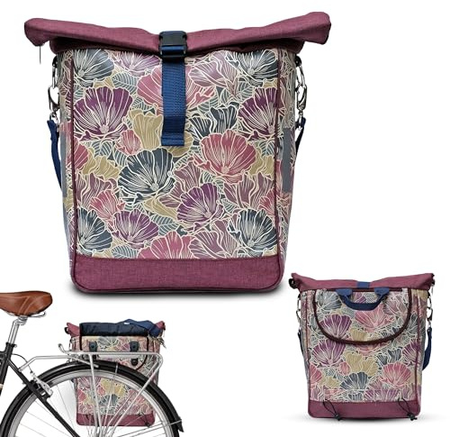 Ikuri Fahrradtasche für Gepäckträger Satteltasche Einzeltasche Packtasche, abnehmbar, mit Tragegurt zum Umhängen, aus Plane, Unisex, Wasserdicht - Modell Veranillo