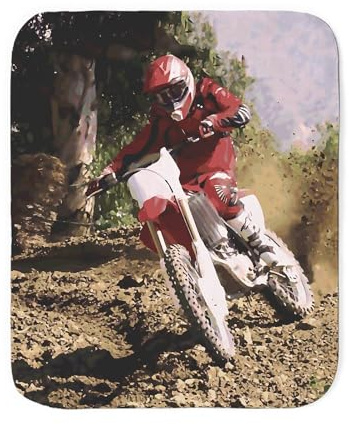 CafePress Motocross Rider Sprays Rocks Sherpa Fleece Throw B Sherpa Fleece Throw Blanket 60 L x 50 W