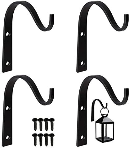 2PCS Small Hanging Basket Brackets Outdoor Wrought Iron Wall Hanging Hooks Wall Hanging Bracket Plant Hooks Hanging Plant Hook Plant Brackets for Hanging Baskets Bird Feeders Wind Chime Lanterns