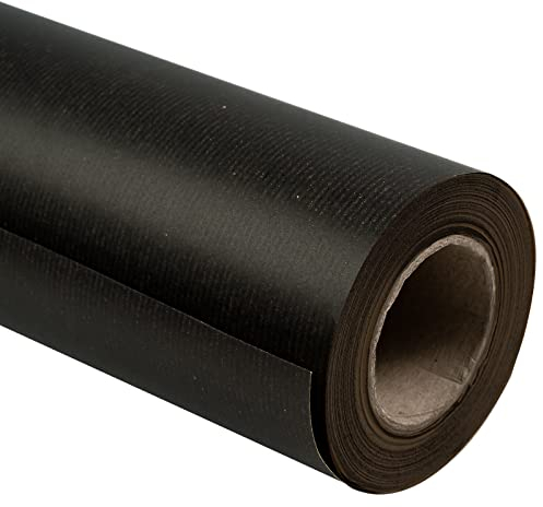 RUSPEPA Schwarze, Glatte Kraftpapierrolle – 44,5 cm X 30 m – Recycelbares, Gefärbtes, Liniertes Braunes Kraftpapier, Perfekt Für Kunsthandwerk, Kunst, Verpackung, Post, Versand Und Pakete