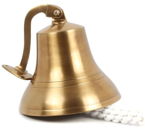 Antique Brass 6 Wall Mounted Nautical Bell - Hanging Bell for Ships & Christmas
