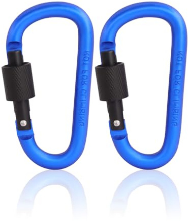 2 moschettoni con chiusura a vite leggera, in alluminio, con chiusura a vite, per borsa da montagna, campeggio, escursionismo, all'aperto, guinzaglio per cani, porta chiavi, pesca, sci, bicicletta, 2