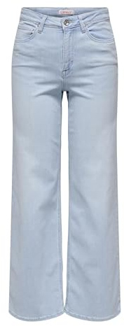 ONLY ONLMADISON Wide Leg High Waist Jeans, Hellblau Bleached Denim