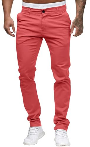 Rrongwn Pantalon de loisirs pour homme - Pantalon de performance pour homme - Élégant - Coupe ajustée - Stretch - Confortable - Pratique - Pantalon en tissu confortable pour homme, Rose, XXL