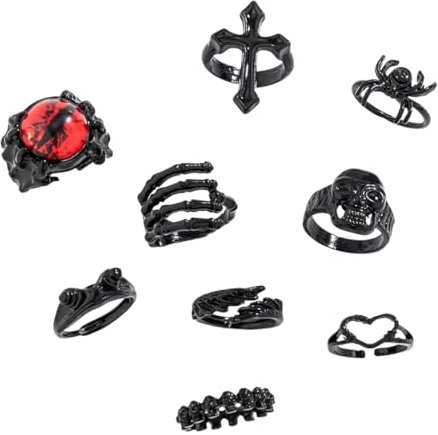 Ringe Herren Edelstahl Ringe, 9 Stück Edelstahl Herren Ringe, Freundschaftsringe für Herren Männer, Vintage Ring für Männer Damen, Ringe Herren Edelstahl Ringe für Halloween