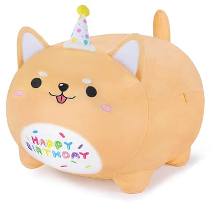 Yeqivo Happy Birthday Corgi Dog Plush Toy, Cute Birthday Colorful Puppy Stuffed Animal, Dog Plush Pillow for Girls Kids(Corgi, 25cm/9.8inch)