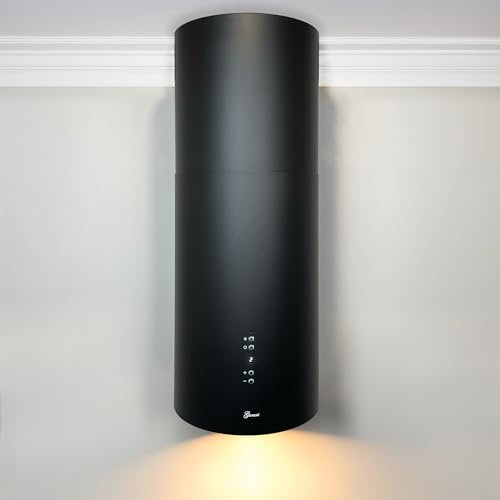 GURARI Cappa aspirante a isola GCH I 385 36 BL Prime, 36 cm, colore nero, cappa da soffitto, 1000 m³/h, 4 livelli, display, illuminazione a LED